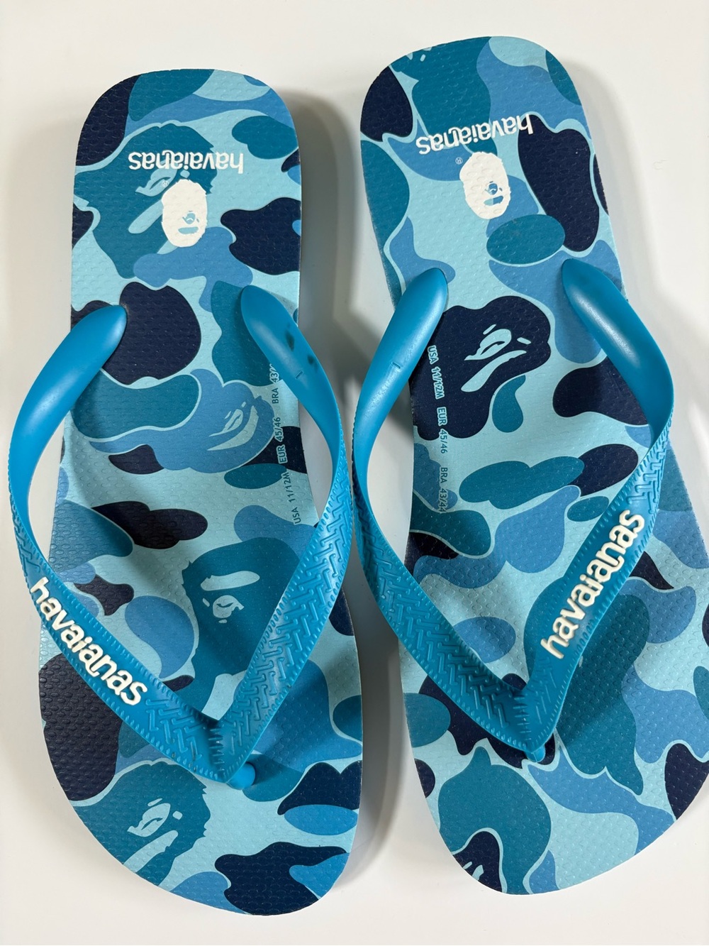 Havaianas x BAPE Men’s Blue Camo Flip Flops Size 11/12-New